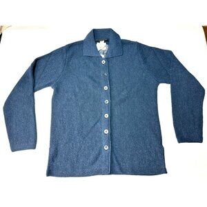 Peruvian Connection Womens Alpaca Knit Cardigan Small Indigo Blue Button-Down